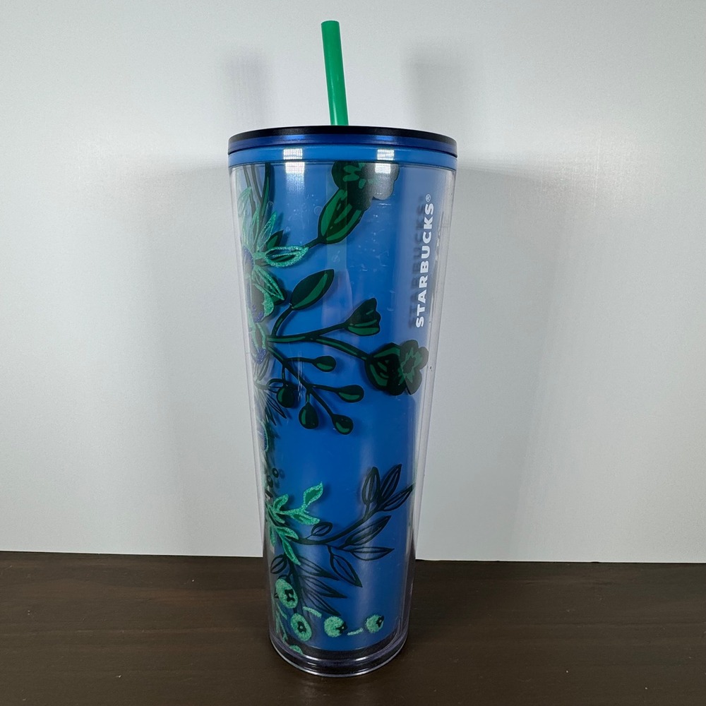Starbucks Floral 2022 Color Changing Blue Berry Corsage Venti Tumbler 24oz Cup